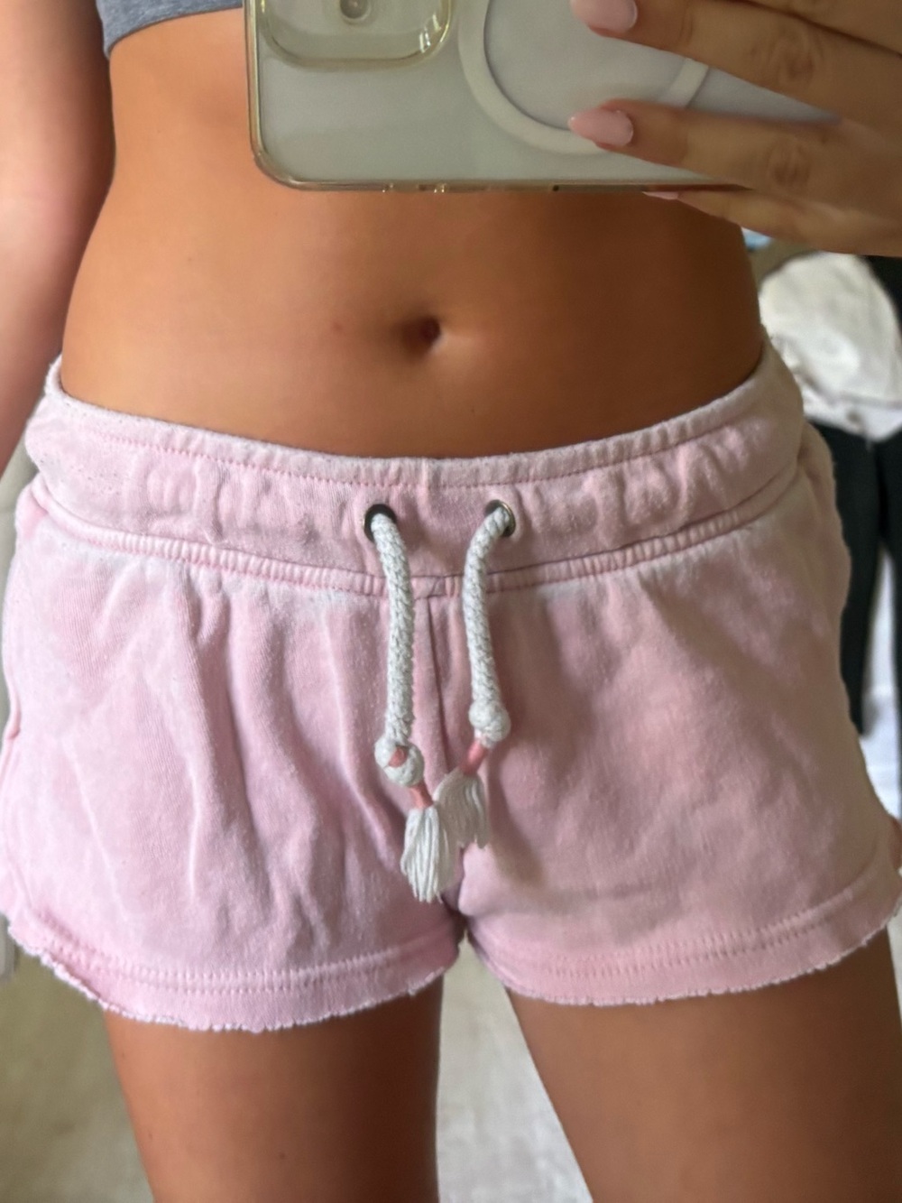 Ocean Drive Light Pink Terry Drawstring Athletic Shorts